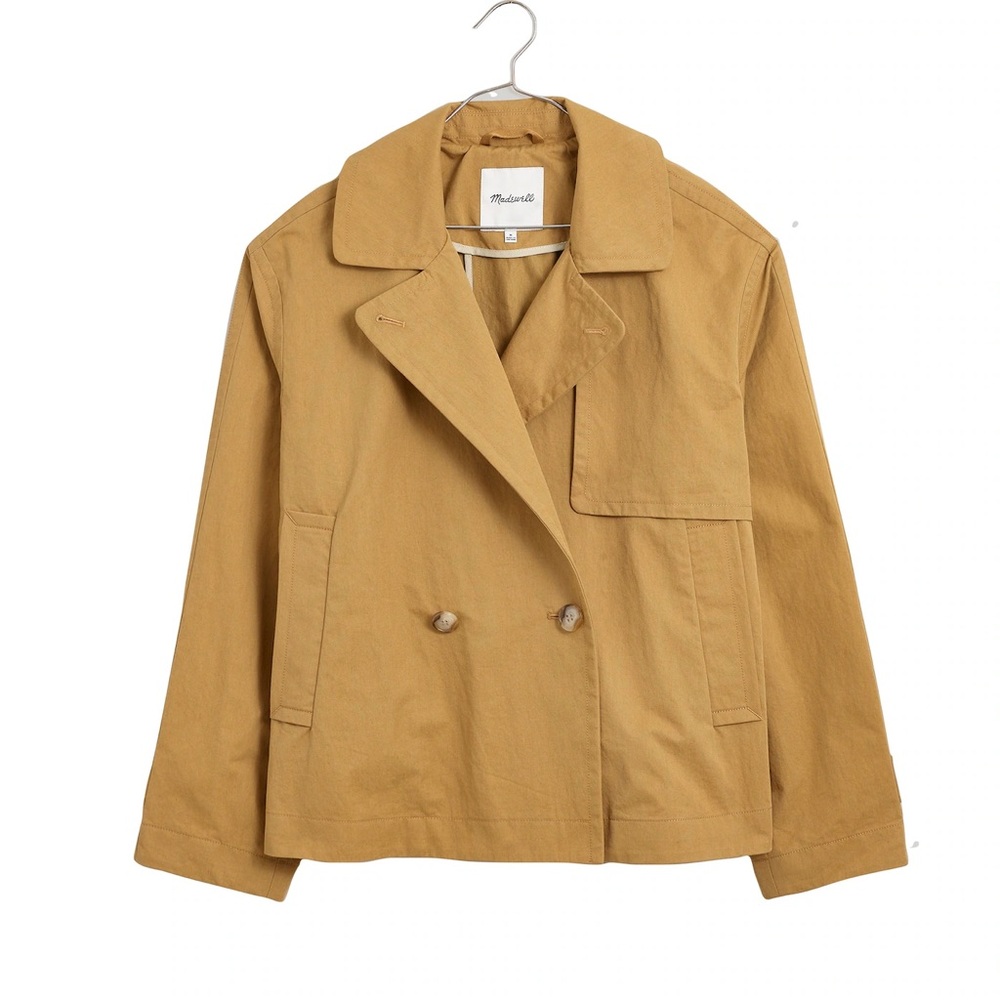 NWT Madewell Tan Double-Breasted Crop Trench Coat
